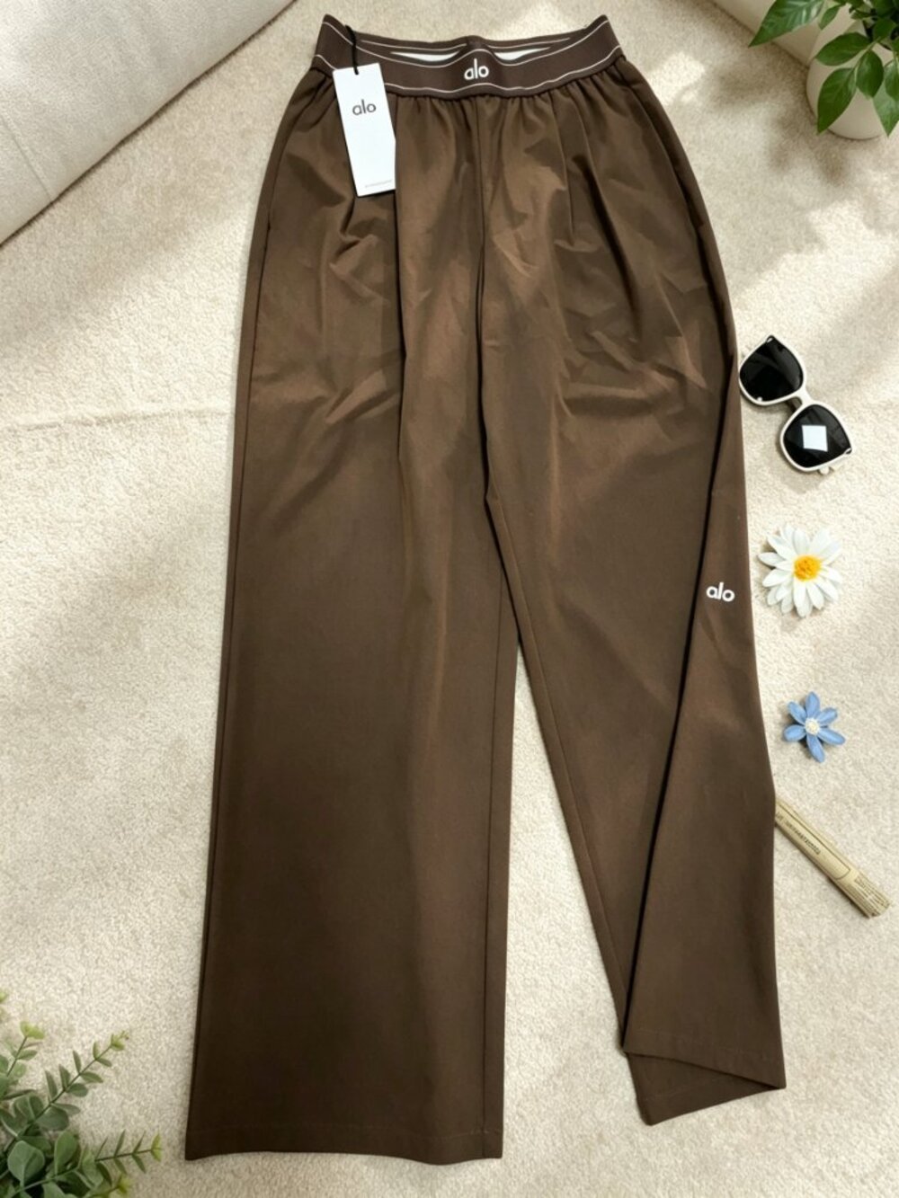 ALO Yoga Suit Up Trouser🎉Brown 30" Inseam New ☕ Wide Leg